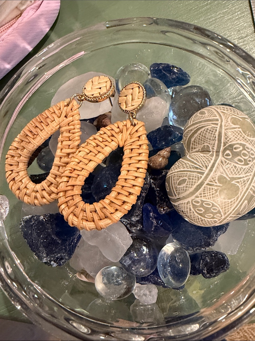 Nantucket Basket Woven Teardrop Drop Earrings - purchased on island
